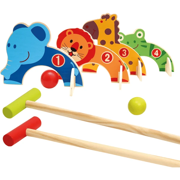 Bino Kinder-Krocket-Set Aus Holz, Zoo 3 Bino Kinder-Krocket-Set Aus Holz, Zoo