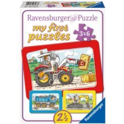 Ravensburger My First Puzzle - Rahmenpuzzle Bagger, Traktor Und Kipplader, 3x6 Teile